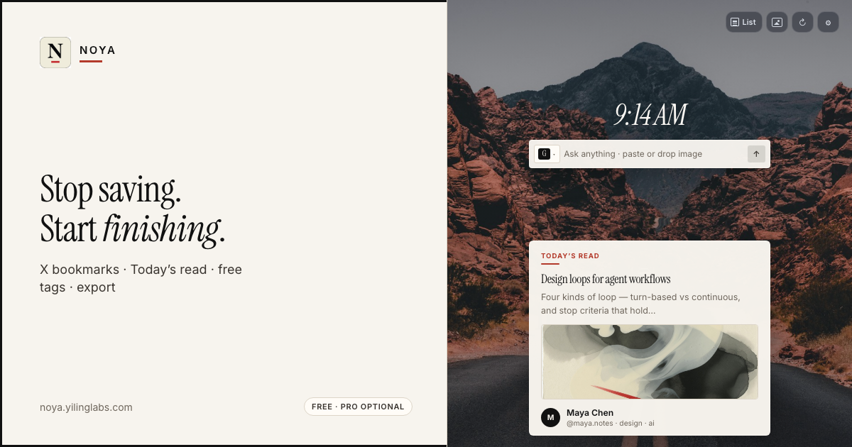 Noya — Read Your X Bookmarks — 官网预览图
